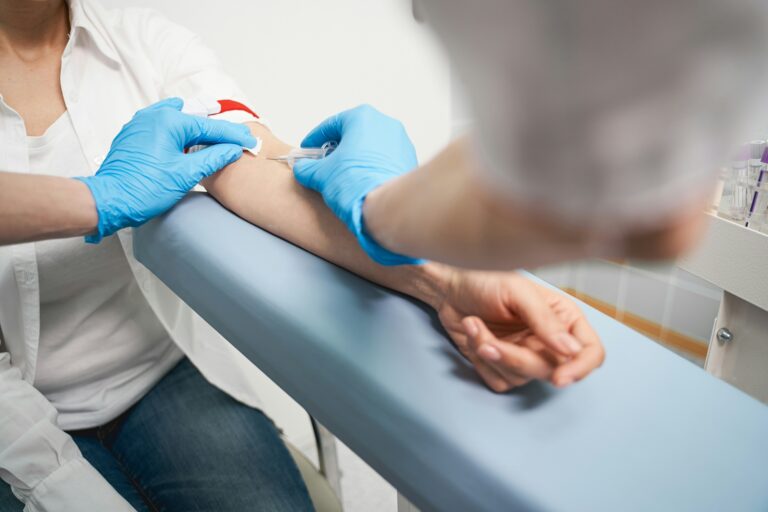 A woman having a her wellbeing blood tests